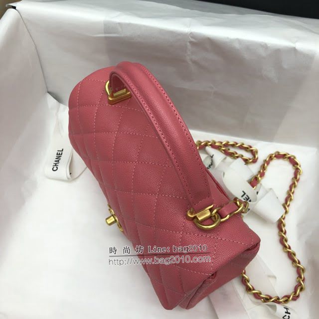 Chanel女包 香奈兒專櫃經典走秀款手提女包 Chanel果粒壓花小牛皮口蓋包  djc4329